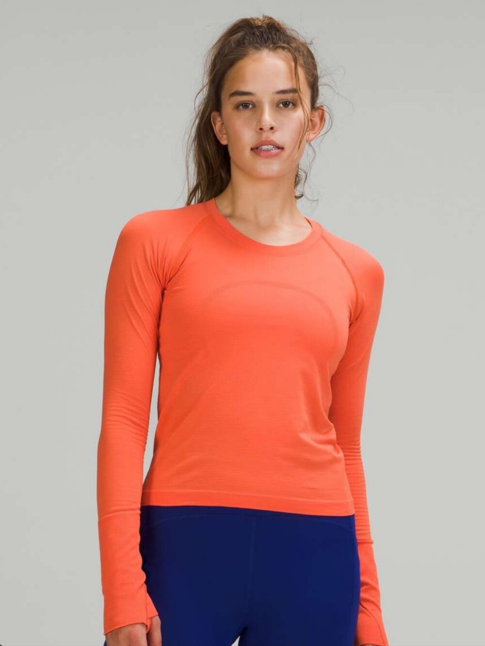 Lululemon Swiftly Tech Long Sleeve 2.0 Race Length Cropped Shirt Size 8 Orange